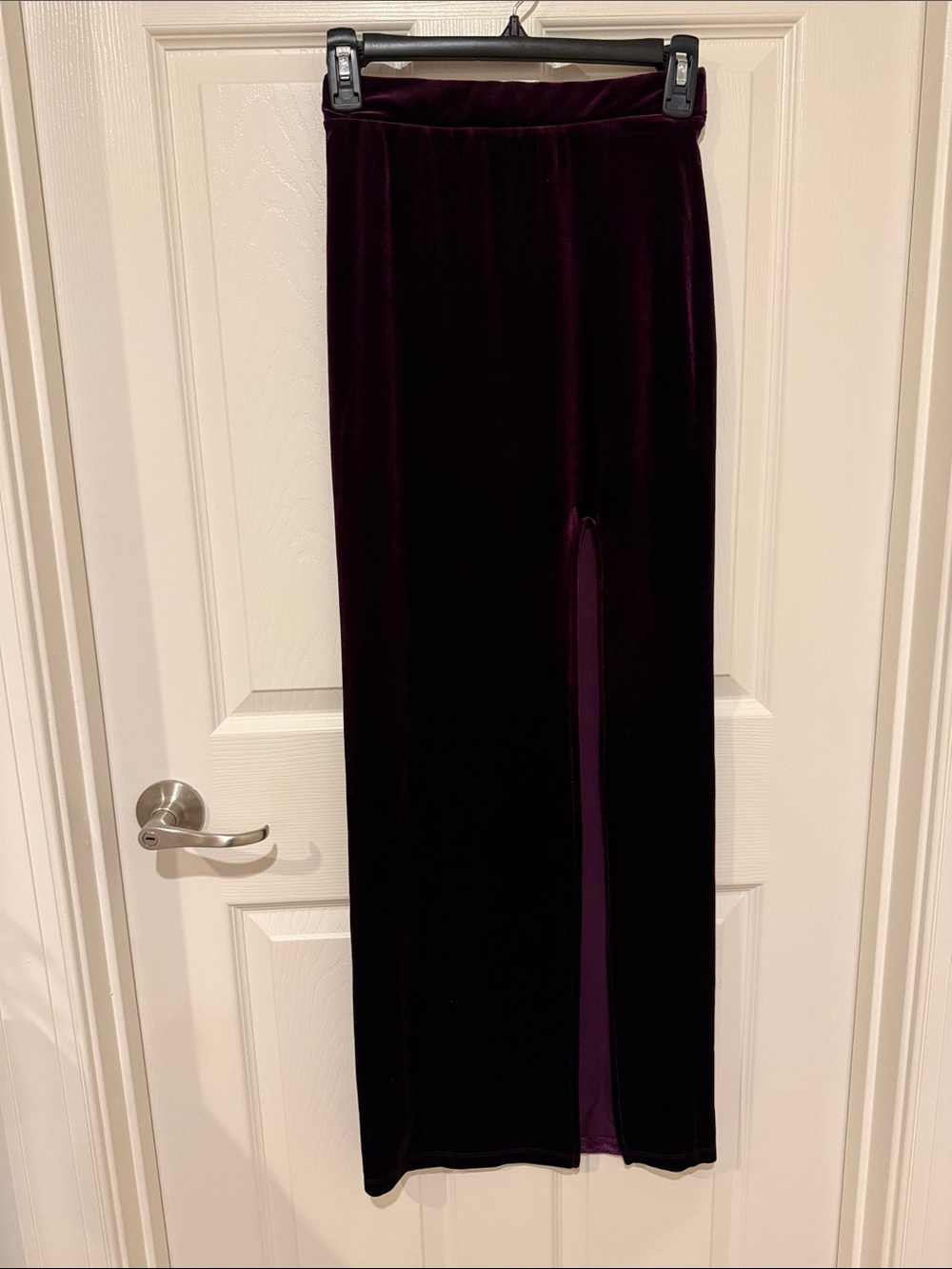 Hot Gal Velvet Maxi Skirt in Deep Plum